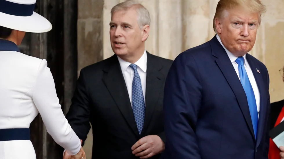 Prins Andrew och Donald Trump, här vid ett möte i London 2019, är några av de kända namn som kopplats till Epstein-härvan.