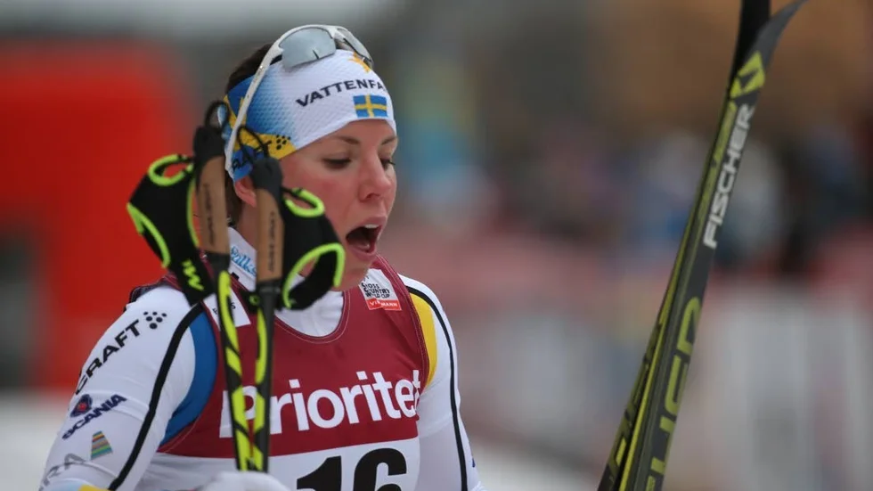 Trött. Charlotte Kalla hade svårt att hitta position i sin kvartsfinal och åkte ut efter en femteplacering.