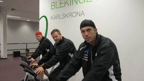 Niklas Johansson, längst till vänster, Mikael Aaro och Anders Grönlund är tre spelare från Piteå som via olika omvägar hamnat i samma klubb den här säsongen - topplaget Karlskrona i den sydligaste division 1-serien.