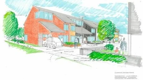 STADSLIKA RADHUS. Så här kan det nya bostadsområdet med 50 radhus se ut.