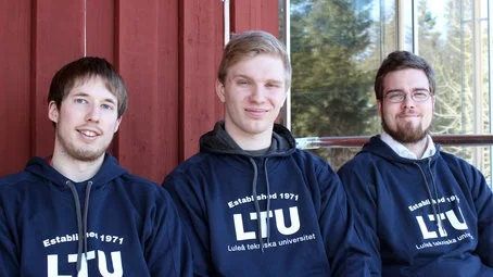 Svenska mästare. LTU-studenterna Fredrik Häggström, Harald Hernnäs och Anders Nordin vann årets upplaga av Teknik-SM.Foto: Leif Nyberg