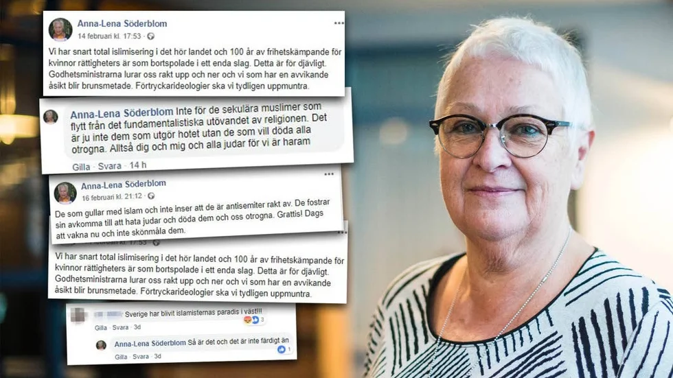 Några av de kommentarer Anna-Lena Söderblom postat på Facebook.