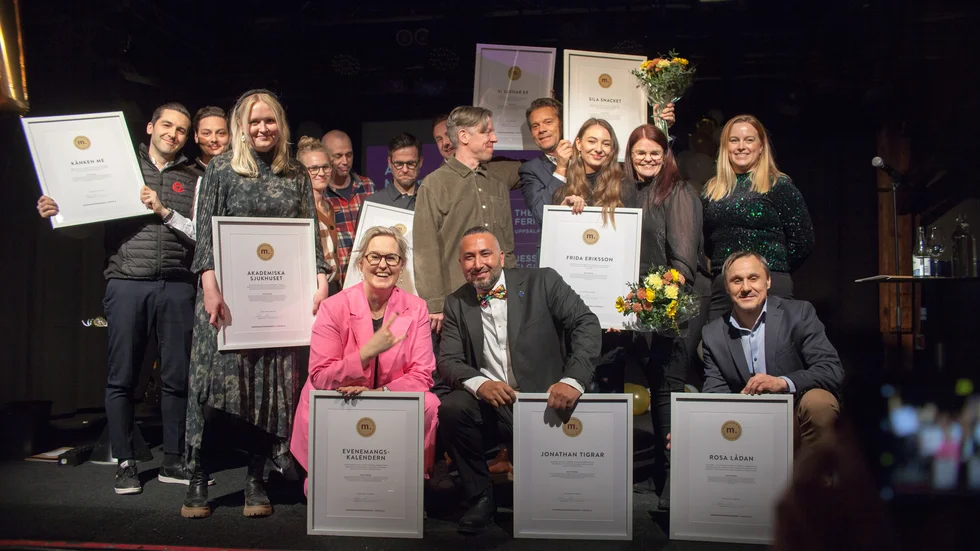 Nio priser delades ut på årets Guld-M-gala som arrangerades på Katalin i Uppsala. Uppsalabyrån Zellout vann tre av priserna. Till årets marknadsförare utsågs Jonathan Tigrar från Go Adventure.
