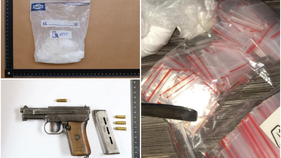 Mannen kastade ifrån sig ett hekto kokain när han flydde från polisen. Vid en husrannsakan hittades bland annat en skjutklar pistol.