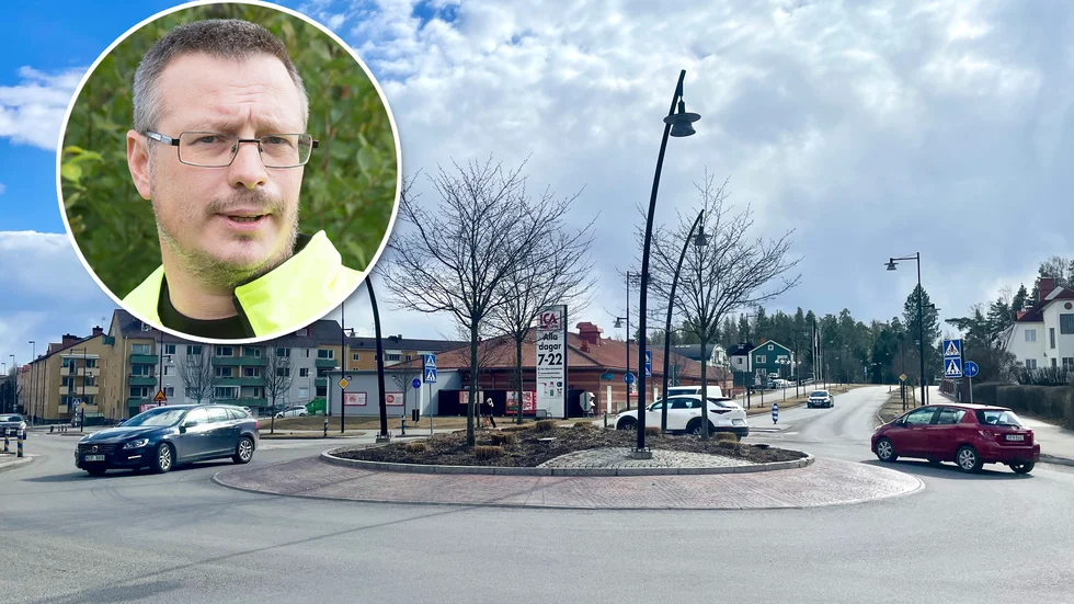Belysningen utmed Stråket ska snart lagas. På bild syns också Daniel Lagmyr. 
