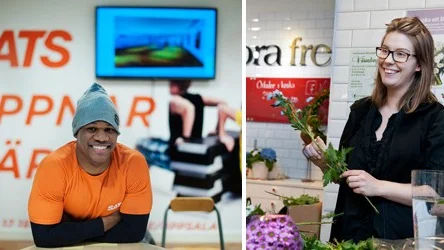 Julius Railey på Uppsalas andra Sats och Ida Eriksson, florist på Interflora fresh.