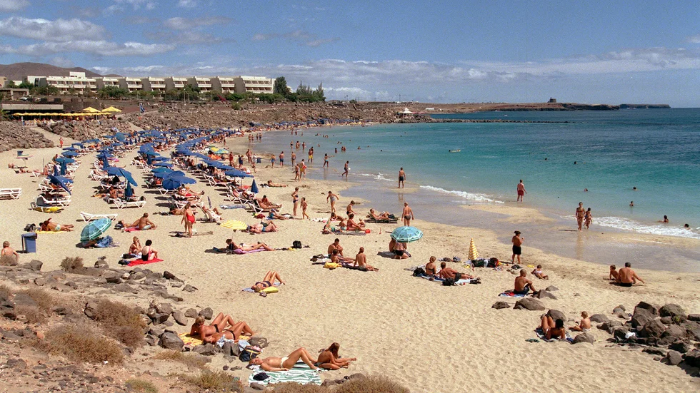 Badstrand i Playa Blanca på Lanzarote. Arkivbild.