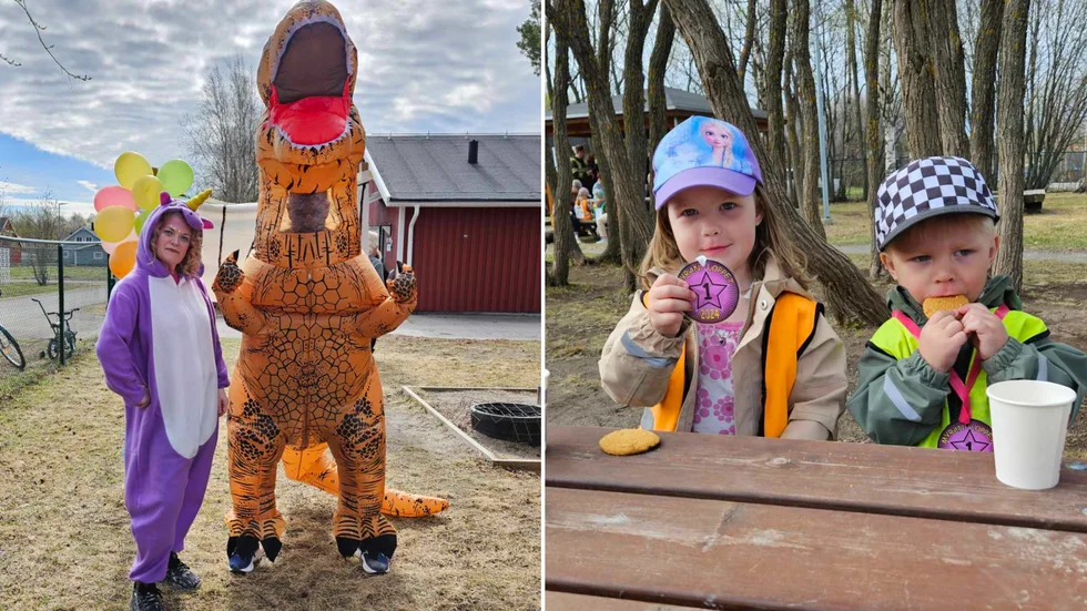 Både Dino och Unicorn fanns på plats när det var dags för Myranloppet som bland andra Majken och Alfred deltog i.