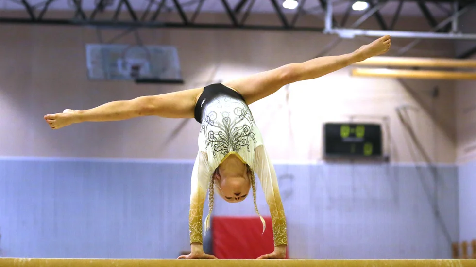 Bilden är från Gutacupen, Visbygymnasternas egen tävling i artistisk gymnastik.
