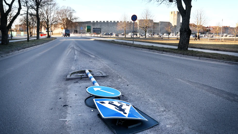 En refug utanför Söderport mejades ner av en bil strax före klockan 10 på lördagsförmiddagen. Polisen utreder händelsen som skadegörelse.