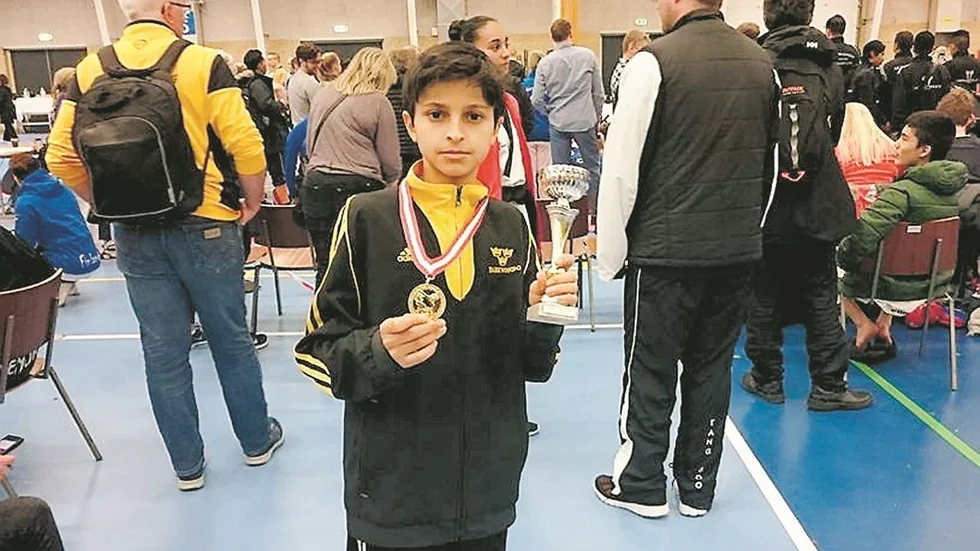 13-åriga Ibrahim Marwan från Linköping blev nordisk mästare i taekwondo förra helgen. Foto: Salih Marwan