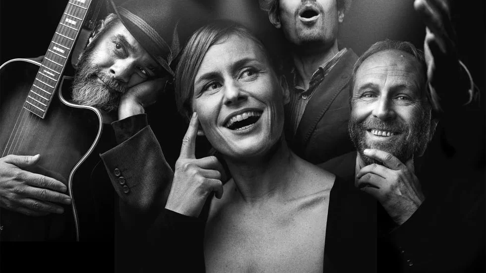 Roland Chantre, David Sennerstrand, Therese Klenfeldt och Johan Ravelid i "När framtiden var vår".