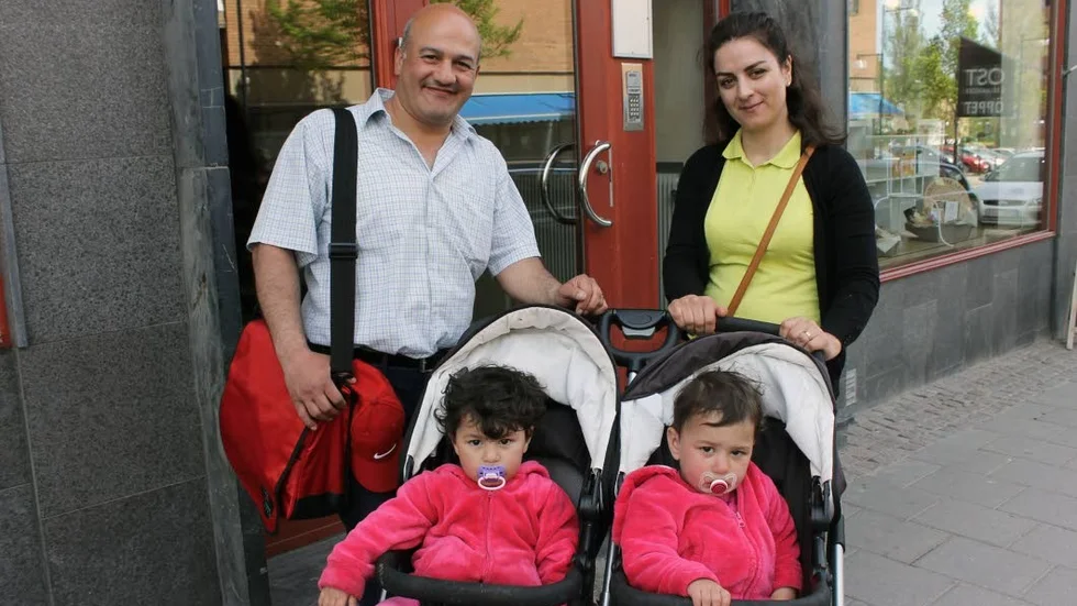 Osama Deebeh med hustrun Maha Toumeh och barnen Miriam och Julia Deebeh.