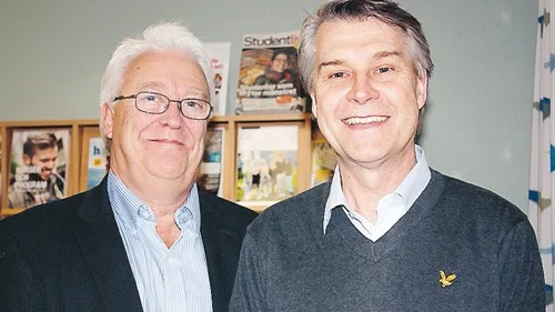 Pontus Larsson och Thomas Mittjas ser fram emot ett samarbete med näringslivet för att få en bättre och tydligare praktik för gymnasiets elever.