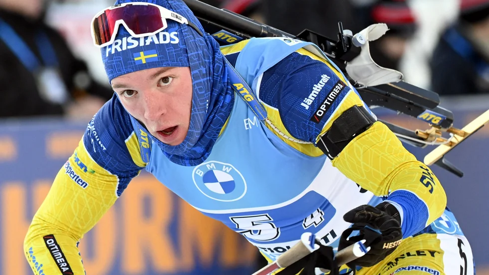 Sebastian Samuelsson under fredagens stafett i Kontiolax.