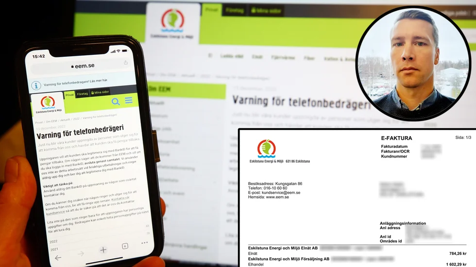 "Vi har fått in ärenden om att personer, vissa kunder andra inte, blivit utsatta för bedrägeriförsök igen", säger Anders Larsson, chef för kundcenter på EEM.