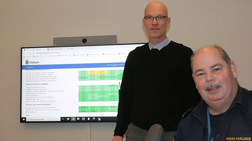 Linus Ivarsson och Håkan Karlsson presenterade året trygghetsundersökning, som visar att Hultsfreds kommun trots allt är en ganska trygg kommun, Även om det finns en hel del att göra.