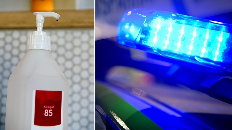 Föraren berättade för polispatrullen att han hade kört berusad på handsprit. Nu åtalas han för grovt rattfylleri.