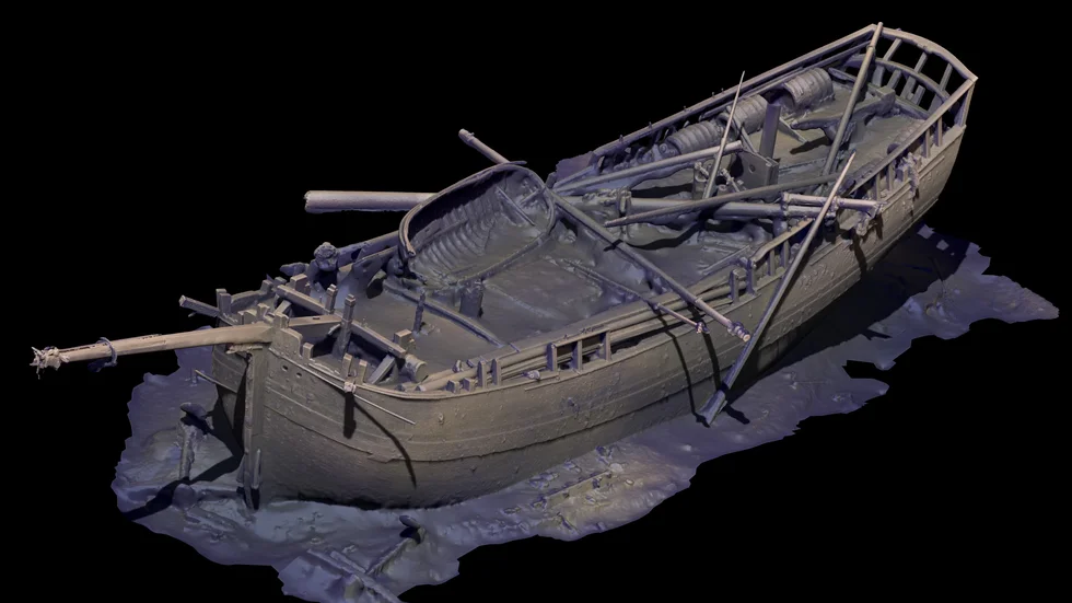 I efterhand har fartygen återskapats som 3D-modeller. Här syns det vrak som går under namnet ”Kanonvraket”.