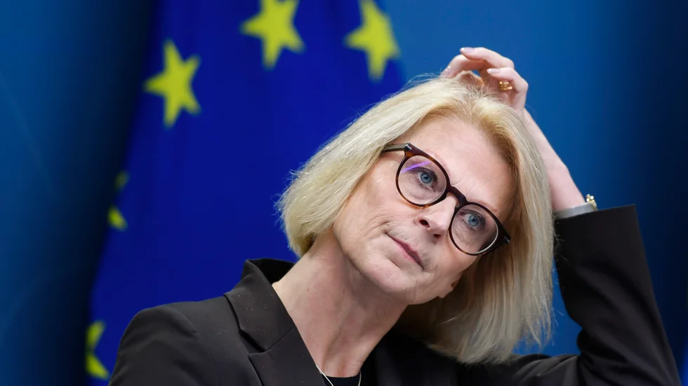 Finansminister Elisabeth Svantesson (M) presenterar finansdepartementets senaste prognos om det ekonomiska läget.