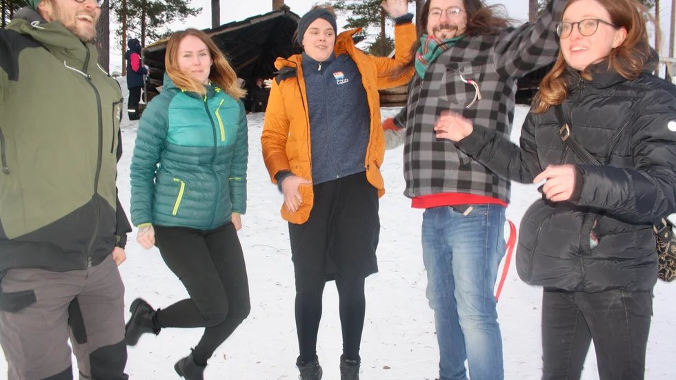 Några av dem som är engagareade i arbetet med Vinterfestivalen: Jesper Eriksson, Malå IF, Hanna Renström, Hotell Tjamstan, Anna Israelsson, Gold of Lapland och körsamordnarna Denny Kraft-Fängström och Linnea Lindmark.