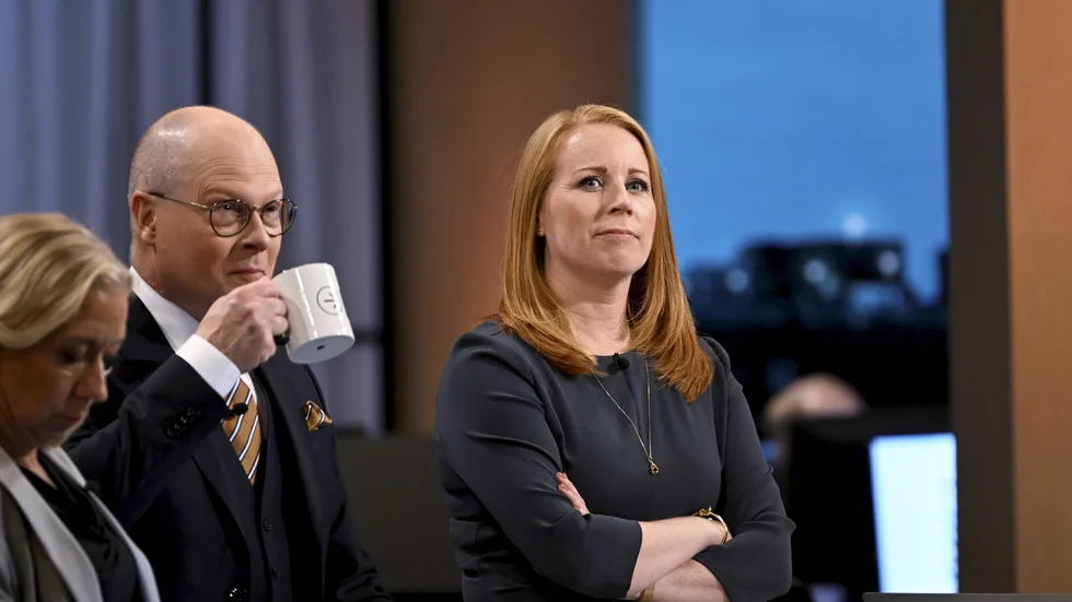 Partiledaren Annie Lööf under valnatten.
