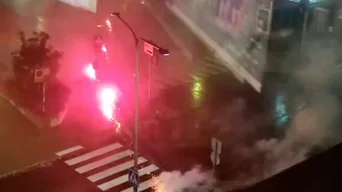 Pyroteknik på Smedjegatan i Luleå.