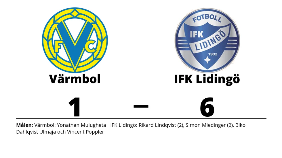 Värmbols FC förlorade mot IFK Lidingö FK