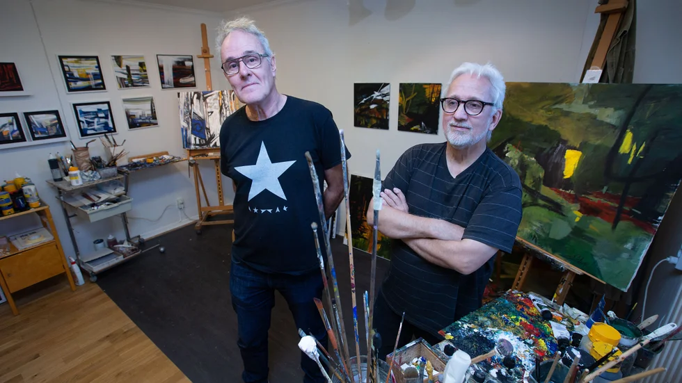 Piteåkonstnärerna Stefan Holmgren och Bryngel  Domej höll öppet hus under lördagen i sin atelje.