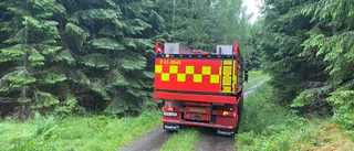 Åkgräsklippare fattade eld i Harads