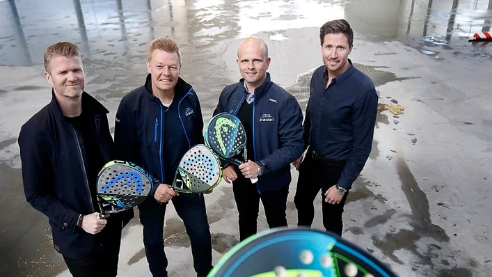 Michael Serrander, vd Profeel, Martin Stenström, Eskilstuna Padel, Robert Dahlén, Eskilstuna Padel och Marcus Ericsson, Profeel.
