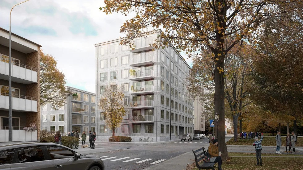 Två flerfamiljshus helt i trä med 69 lägenheter ska byggas i Tierps centrum.