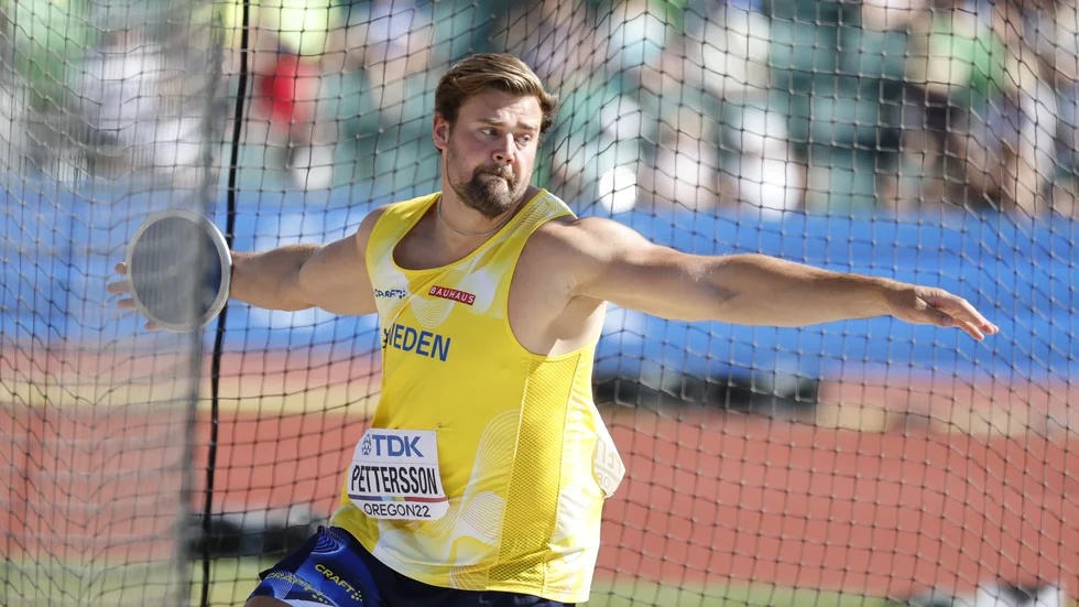 Simon Pettersson under diskuskvalet i Eugene.