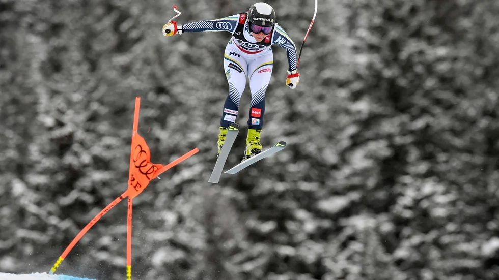 Lisa Hörnblad under störtloppet i alpina VM i Åre 2019. Arkivbild.