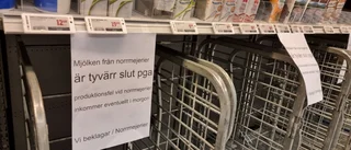 Tomt i mjölkhyllorna: "Problem med maskinen för mjölkförpackningar"