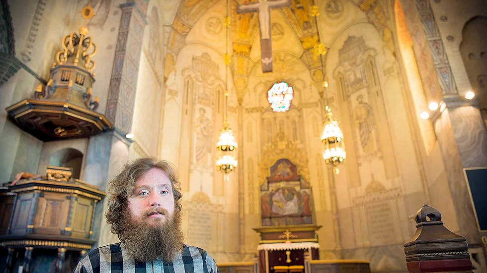 Frälsningen. ”Det är egentligen osannolikt att jag vill bli präst, men nu vill jag det”, säger teologistudenten Kristoffer Lundquist, Bureå. Foto: Lars Eriksson.
