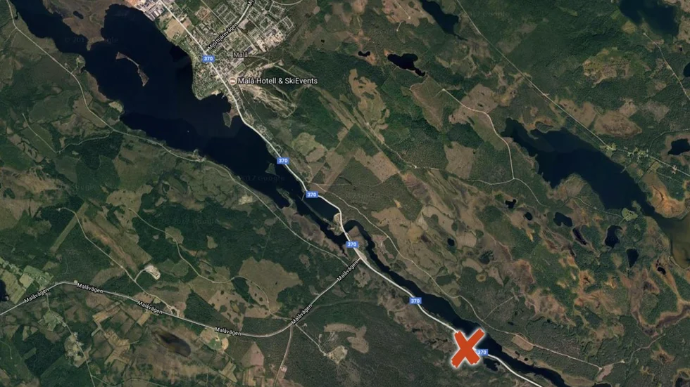 Enligt larmet till SOS Alarm, så har olyckan inträffat här. Karta: Google maps
