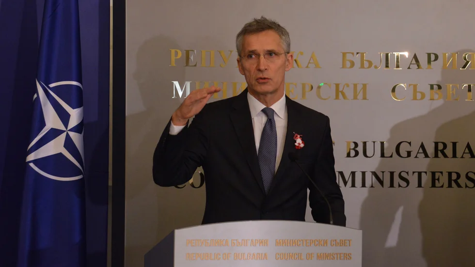 NATO Secretary General Jens Stoltenberg speaks after his talks with Bulgarian Prime Minister Boyko Borisov.