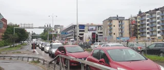 Trafikstockning på E 4 i Skellefteå