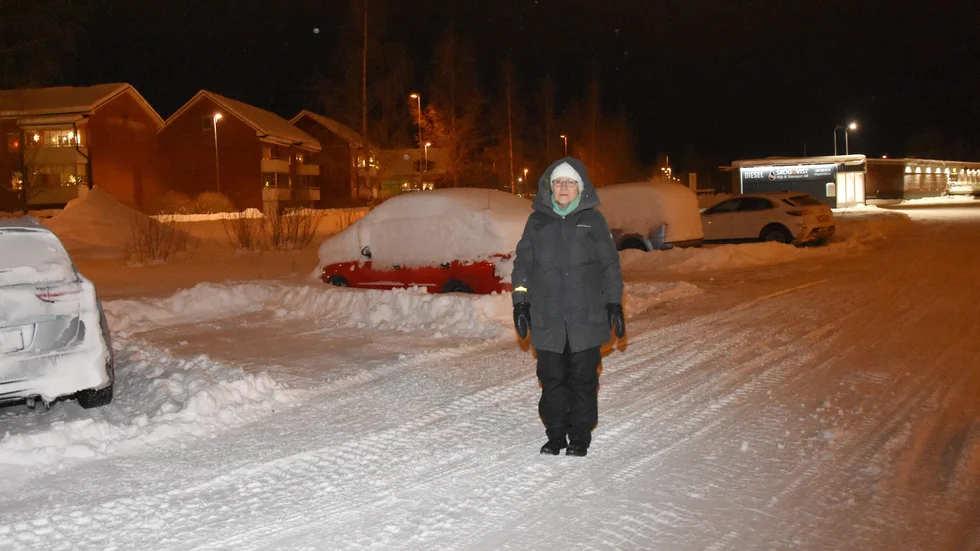 Sylvia Grahn Åhl är kritisk till den bristande snöskottningen på långtidsparkeringen vid resecentrum. 