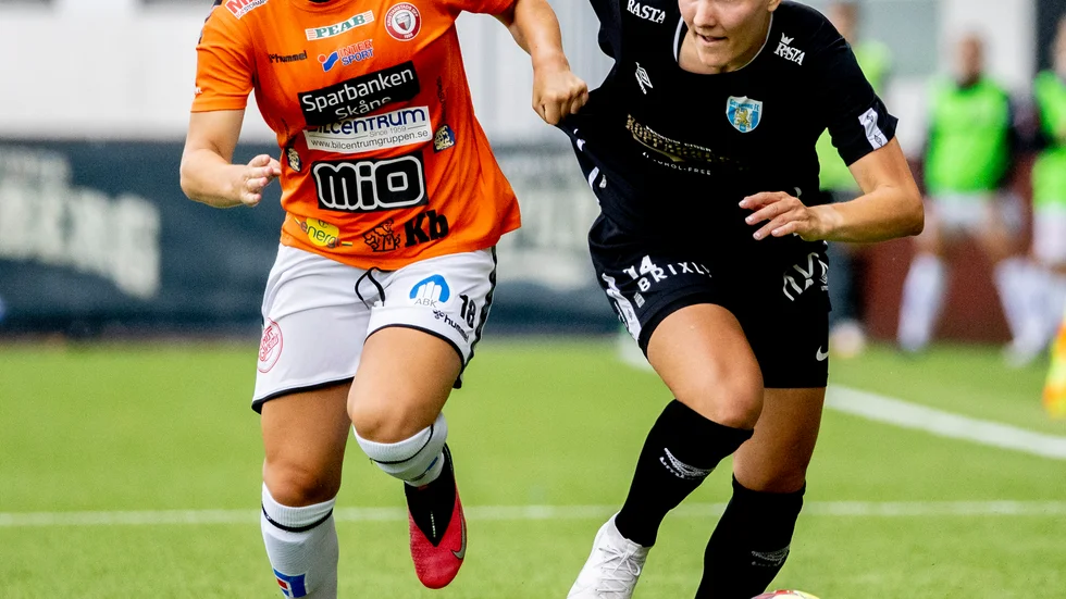Jutta Rantala, till höger, såg till att Kristianstad fortfarande inte förlorat i damallsvenskan. Arkivbild.