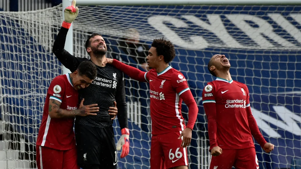 Liverpools målvakt Alisson blev matchvinnare mot West Bromwich.