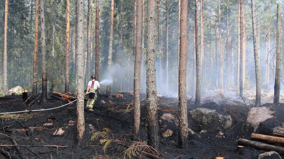 Skogsbranden i Järlåsa bekämpas.