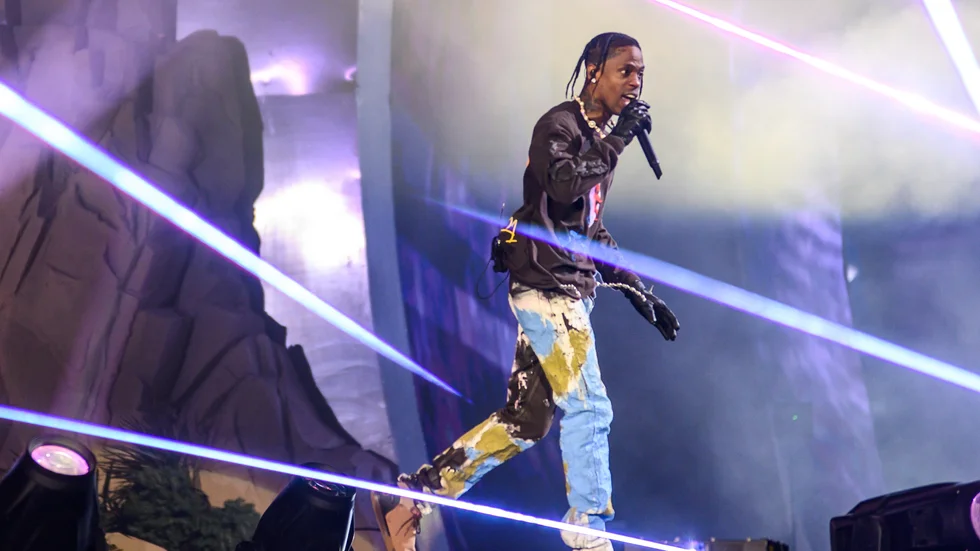 Travis Scott under den olycksdrabbade konserten på musikfestivalen Astroworld.