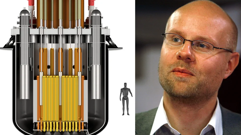 Jonas Segersam (KD) vill att Uppsala kommun ska utreda möjligheten att investera i ett eget minikärnkraftverk. Illustrationen till vänster är en skiss av den minireaktor som utvecklats av KTH och företagen Uniper och Blykalla.