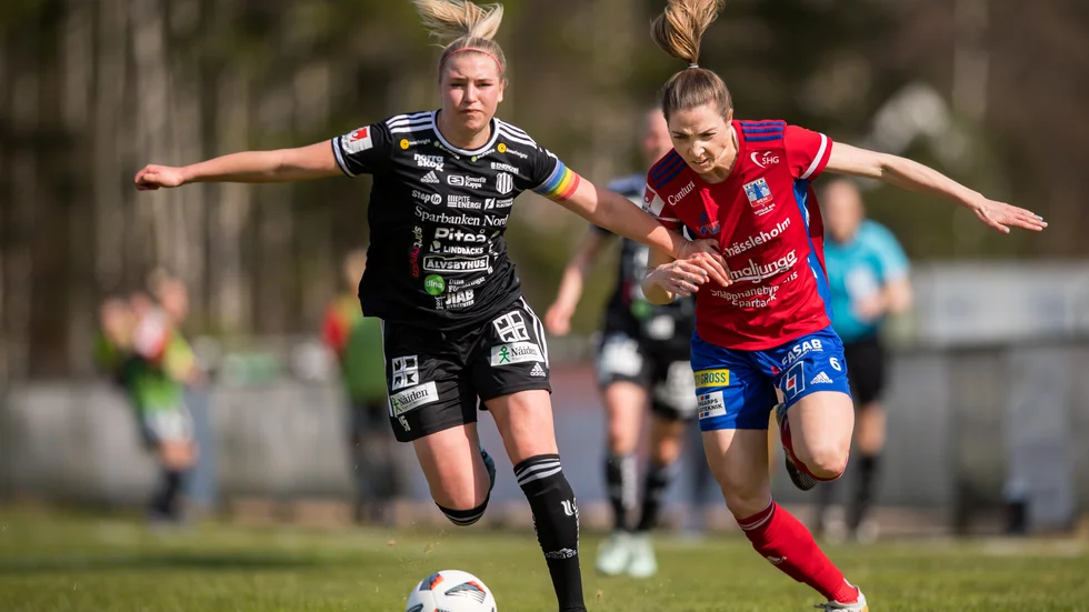 Ellen Löfqvist vann många dueller för Piteå IF när laget var som bäst under matchen.