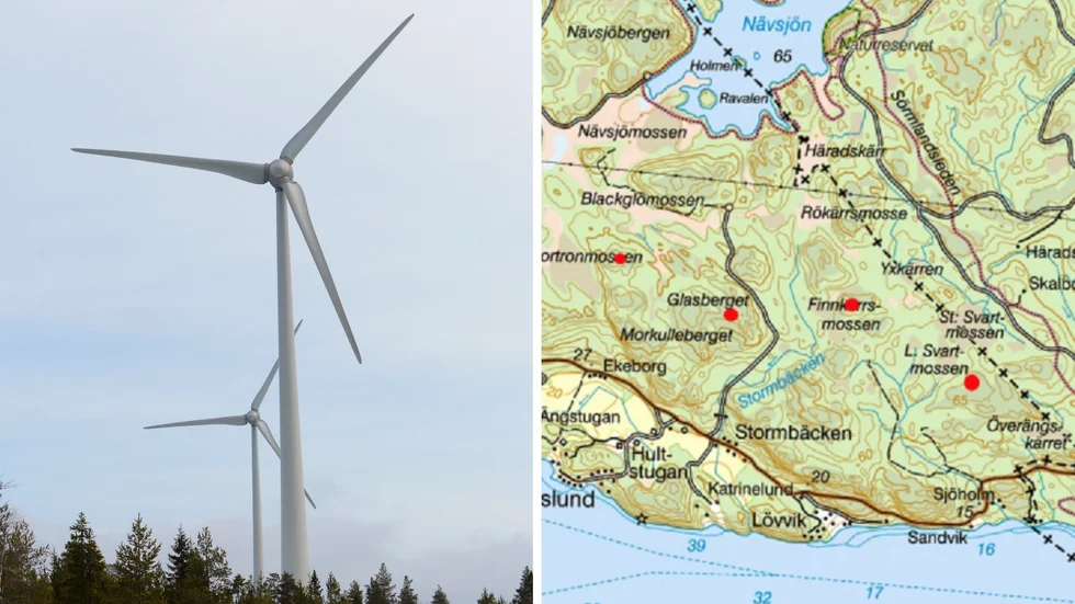 Ramström Vind vill bygga fyra vindkraftverk mellan Kvarsebo och Nävekvarn.
