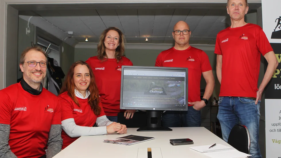 Jörgen Hultmark, Kaia Puusepp, Catrin Villaume Fägerstrand, Stefan Fransson och Mikael Grip presenterade nya löparutmaningen Yxbacken Extreme Challenge.