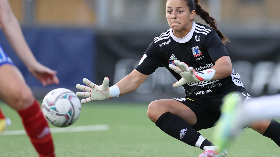 Vittsjös målvakt Sabrina D´Angelo i en match mot Rosengård förra säsongen. Arkivbild.