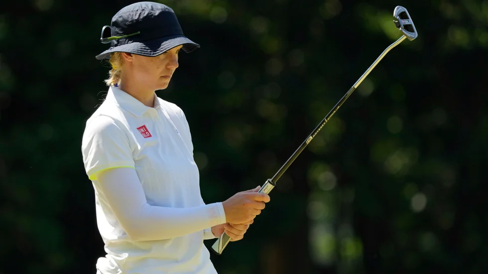 Madelene Sagström på 16:e hålet av OS-golfen.